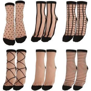 Sheer Socks Women, Lace Trouser Mesh Socks, Transparent Fishnet Ankle High Mid